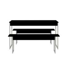 Conjunto de Mesa de Jantar Retangular com 2 Bancos Studio Preto e Branco