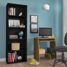 Conjunto de Mesa para Computador Pixel com Estante Multy Pinho e Preto