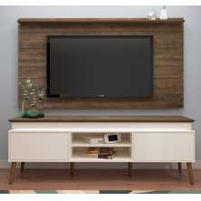 Conjunto de Rack Lumina com Painel para TV até 42 Polegadas Slim Off White e Pinho