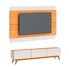 Conjunto de Rack com Painel para TV até 60 polegadas Classic I Nature e Off White 180 cm