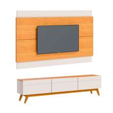 Conjunto de Rack com Painel para TV até 60 polegadas Classic I Nature e Off White 218 cm