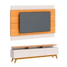Conjunto de Rack com Painel para TV até 60 polegadas Classic Nature e Off White 180 cm