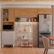 Cozinha Compacta Alba 6 Portas Amêndola e Nude