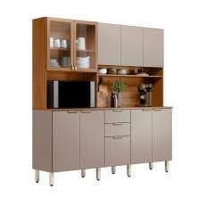 Cozinha Compacta Amora 10 Portas 2 Gavetas Amêndola e Nude