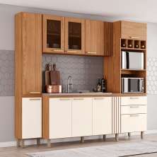 Cozinha Compacta Briz 10 Portas 2 Gavetas Nature e Off White