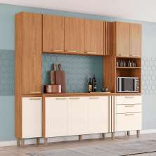 Cozinha Compacta Briz 11 Portas 2 Gavetas Nature e Off White