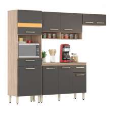 Cozinha Compacta Dama 9 Portas 2 Gavetas Avena e Grafite