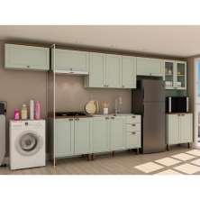 Cozinha Compacta Iluminata 14 Portas 3 Gavetas Mint e Ébano