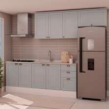 Cozinha Compacta Iluminata 8 Portas 4 Gavetas Mint e Ébano