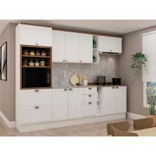 Cozinha Compacta Iluminata Iris 10 Portas 4 Gavetas Branca e Ébano