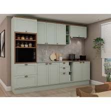 Cozinha Compacta Iluminata Iris 10 Portas 4 Gavetas Verde Mint e Ébano