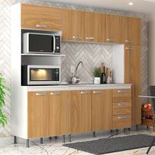 Cozinha Compacta Ipanema 10 Portas 3 Gavetas Branca e Cinamomo