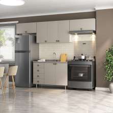 Cozinha Compacta Maranello 100% MDF 7 Portas 4 Gavetas Bege