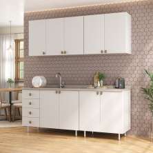 Cozinha Compacta Maranello 100% MDF 9 Portas 4 Gavetas Branco