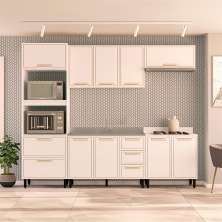 Cozinha Compacta Sem Tampo Amara 10 Portas 4 Gavetas Branca