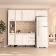 Cozinha Compacta Sem Tampo Amara 8 Portas 3 Gavetas Branca