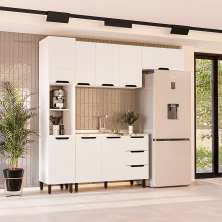 Cozinha Compacta Sem Tampo Meena 8 Portas 3 Gavetas Branca