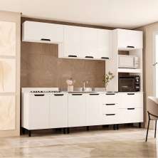 Cozinha Compacta Sem Tampo Meena 9 Portas 5 Gavetas Branca
