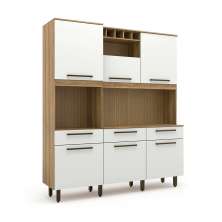 Cozinha Compacta Veneza 6 Portas 3 Gavetas Cinamomo e Off White