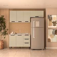 Cozinha Compacta sem Tampo Meena 6 Portas 3 Gavetas Verde e Branca