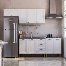 Cozinha Completa Lavanda 8 Portas 3 Gavetas Branca