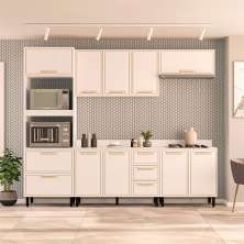 Cozinha Completa com Tampo Amara 10 Portas 4 Gavetas Branca