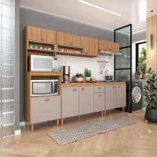 Cozinha Completa com Tampo Marti 10 Portas 1 Gaveta Mel e Fendi