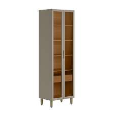 Cristaleira Allure 2 Portas 1 Gaveta Gris e Jequitibá