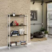 Estante Studio Carvalho Dark e Branca 80x146 cm