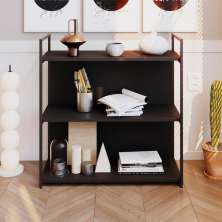 Estante com 1 Prateleira e 2 Nichos Brooklyn Preta 80 cm