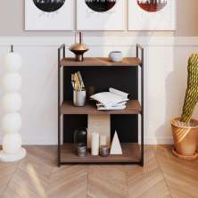 Estante com 1 Prateleira e 2 Nichos Brooklyn Terracota e Preta 60 cm