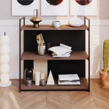 Estante com 1 Prateleira e 2 Nichos Brooklyn Terracota e Preta 80 cm