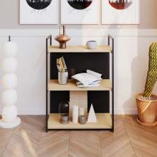 Estante com 1 Prateleira e 2 Nichos Brooklyn Vermont e Preta 60 cm