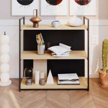 Estante com 1 Prateleira e 2 Nichos Brooklyn Vermont e Preta 80 cm