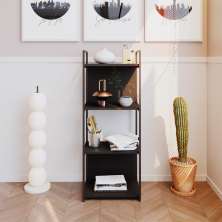 Estante com 2 Prateleiras e 2 Nichos Brooklyn Preta 45 cm