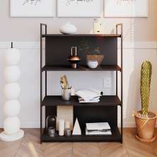 Estante com 2 Prateleiras e 2 Nichos Brooklyn Preta 80 cm