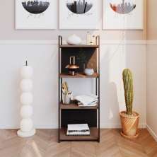 Estante com 2 Prateleiras e 2 Nichos Brooklyn Terracota e Preta 45 cm