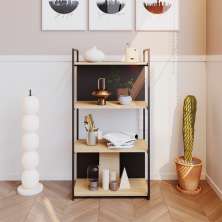 Estante com 2 Prateleiras e 2 Nichos Brooklyn Vermont e Preta 60 cm