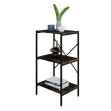 Estante com 3 Prateleiras Tub Carvalho Dark e Preta 45 cm