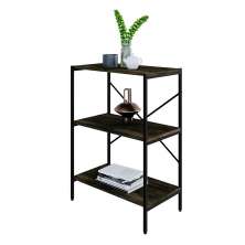 Estante com 3 Prateleiras Tub Carvalho Dark e Preta 60 cm