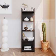 Estante com 3 Prateleiras e 2 Nichos Brooklyn Preta 45 cm