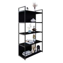 Estante com 3 Prateleiras e 2 Nichos Brooklyn Preta 80 cm