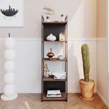 Estante com 3 Prateleiras e 2 Nichos Brooklyn Terracota e Preta 45 cm
