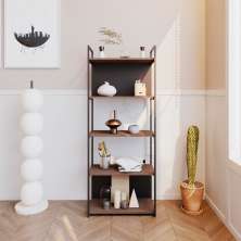 Estante com 3 Prateleiras e 2 Nichos Brooklyn Terracota e Preta 60 cm