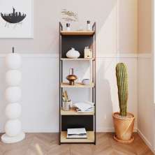 Estante com 3 Prateleiras e 2 Nichos Brooklyn Vermont e Preta 45 cm