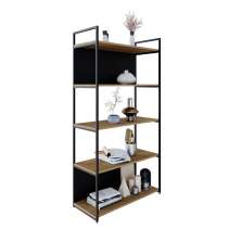 Estante com 3 Prateleiras e 2 Nichos Brooklyn Vermont e Preta 80 cm