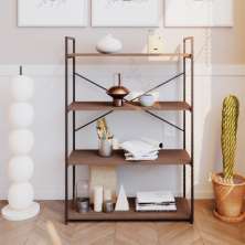 Estante com 4 Prateleiras Brooklyn Terracota e Preta 80 cm