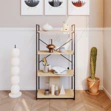 Estante com 4 Prateleiras Brooklyn Vermont e Preta 60 cm
