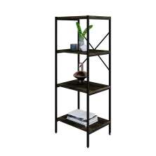 Estante com 4 Prateleiras Tub Carvalho Dark e Preta 45 cm