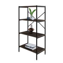 Estante com 4 Prateleiras Tub Nogal e Preta 60 cm